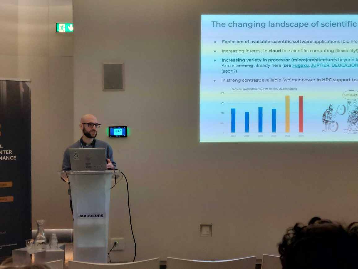 Photo of a scientific presentation on the EESSI Project